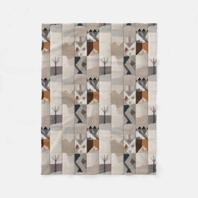 Gemütliches, neutrales Patchwork-Muster Fleecedecke (Vorderseite)