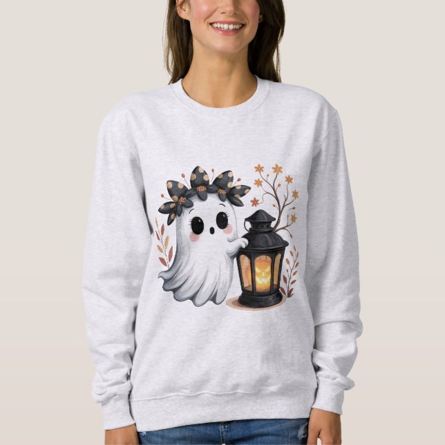 Gemütliches Niedlich Ghost Halloween Sweatshirt (Vorderseite)