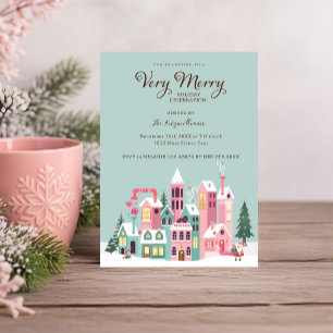 Gemütliches North Pole Pink Elf Workshop Weihnacht Einladung