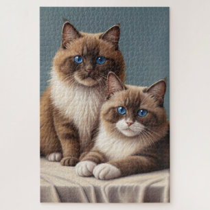 Gemütliches Paar Ragdoll Katzen Fluffy Haustier Ar