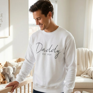 Gemütliches Papa EST Jahr Klassisches Familien-Sch Sweatshirt