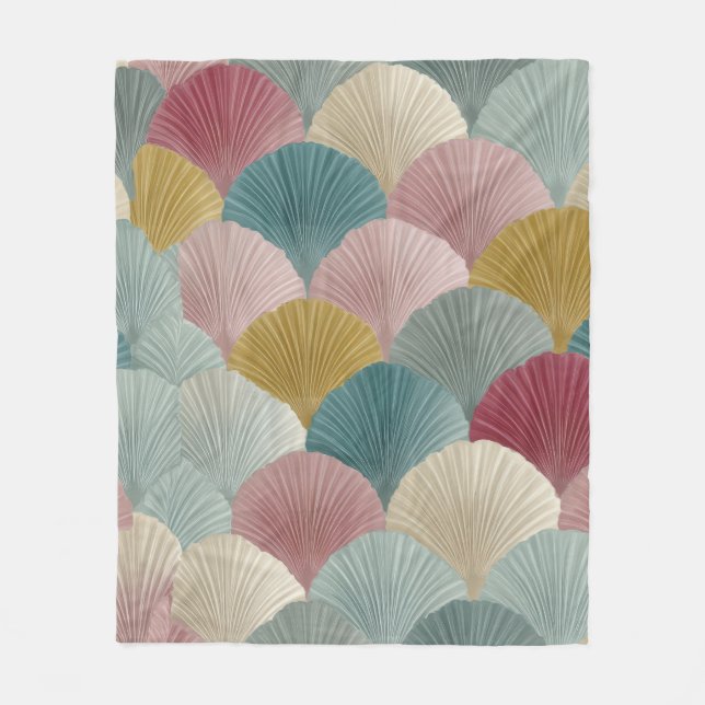 Gemütliches Pastel japanisches Fan Fleece Blanket  (Vorderseite)