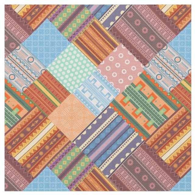 Gemütliches Patchwork-Muster Stoff (Nahaufnahme)