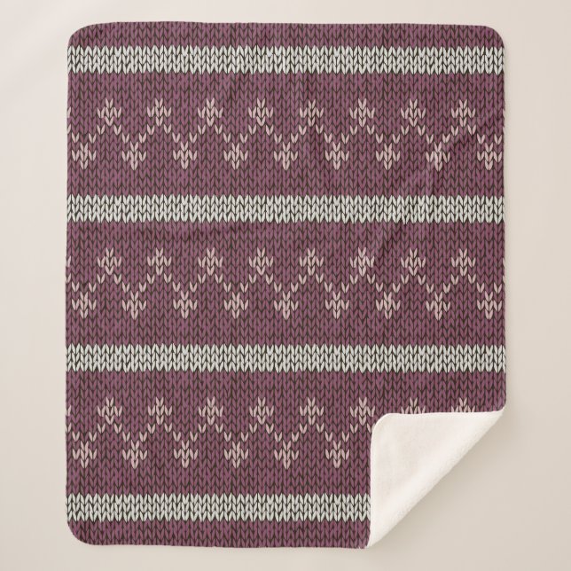 Gemütliches Pattern-Knöchelblanket in Burgund Sherpadecke (Vorderseite)