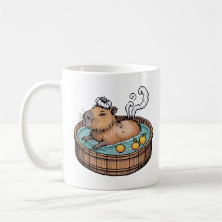 Gemütliches Pixel-Art-Zen-Capybara-Heißbad Kaffeetasse