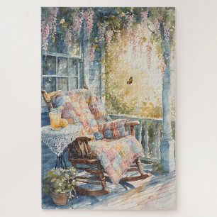 Gemütliches Porch mit Quilt und Limonade-Charme