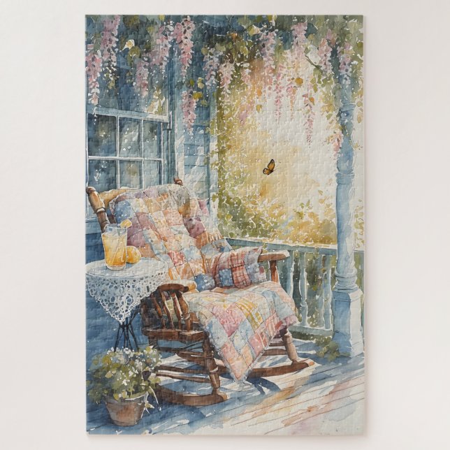 Gemütliches Porch mit Quilt und Limonade-Charme (Vertikal)
