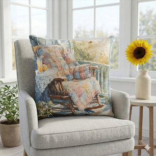 Gemütliches Porch mit Quilt und Limonade-Charme Kissen