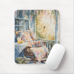 Gemütliches Porch mit Quilt und Limonade-Charme Mousepad
