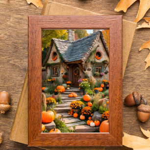 Gemütliches Pumpkin-Hütte Herbst-Ernte-Wall-Poster Poster