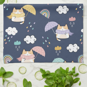 Gemütliches Rainy Day Pattern Küchentuch