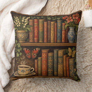Gemütliches Retro-Bücherregal Kissen