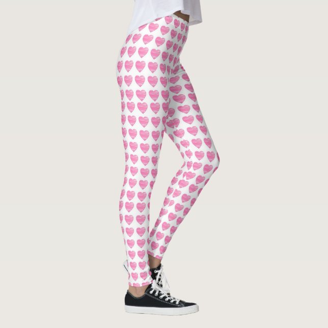 Gemütliches rosa Herz Designer Leggings (Rechts)
