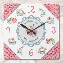 Gemütliches rosa Knittern und Crochet Room Décor C Quadratische Wanduhr