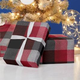 Gemütliches Rot-Schwarzes Holzfäller-Asche-Karo-Mu Geschenkpapier