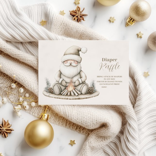 Gemütliches Santa Winter Baby Duschdiapper Raffle Begleitkarte (Von Creator hochgeladen)