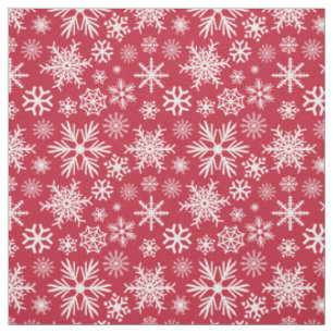 Gemütliches Schickes Rot Winter Schneeflocken Must Stoff