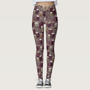 Gemütliches schneebedecktes Winterdorf-Muster (1) Leggings