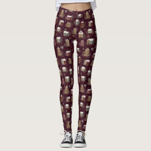 Gemütliches schneebedecktes Winterdorf-Muster (2) Leggings