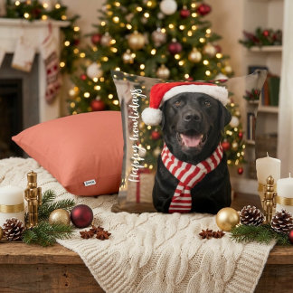 Gemütliches Schwarzlabrador Happy Howlidays Design Kissen
