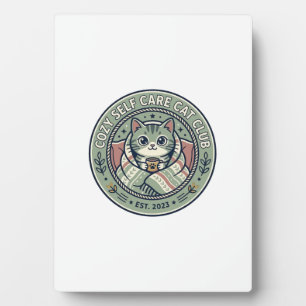 Gemütliches Selbstpflege-Katze-Katze-Grafik-T-Shir Fotoplatte
