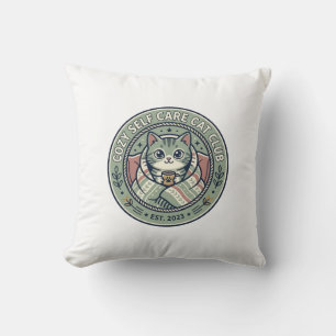 Gemütliches Selbstpflege-Katze-Katze-Grafik-T-Shir Kissen