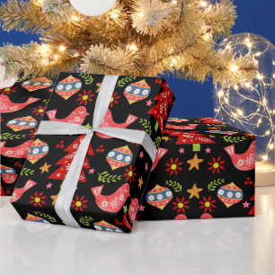 Gemütliches skandinavisches Volksfest Weihnachten Geschenkpapier