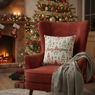 Gemütliches skandinavisches Weihnachts-Gnom-Wurfki Kissen