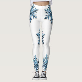 Gemütliches Snowflake-Design in Weiß und Icy Blue Leggings