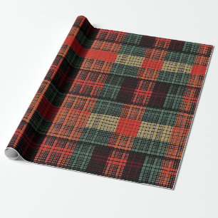 Gemütliches Strick Patchwork - Vintager Boho Autum Geschenkpapier