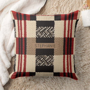 Gemütliches Strick Patchwork - Vintager Boho Autum Kissen