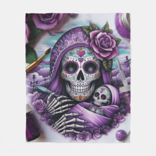 Gemütliches Sugar Skull Mama und Baby Fleece Blank