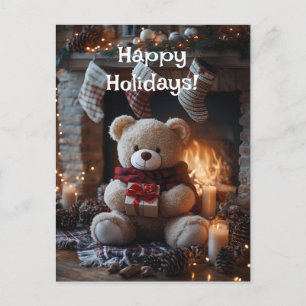 Gemütliches Teddybär-Feiertagsdesign  Feiertagspostkarte