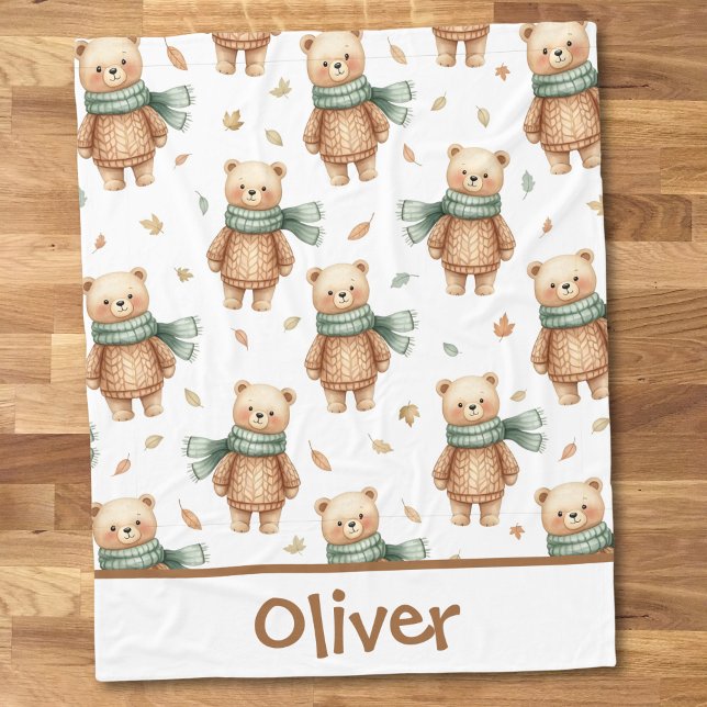 Gemütliches Teddybär-Herbstkinderzimmer Fleecedecke (Von Creator hochgeladen)