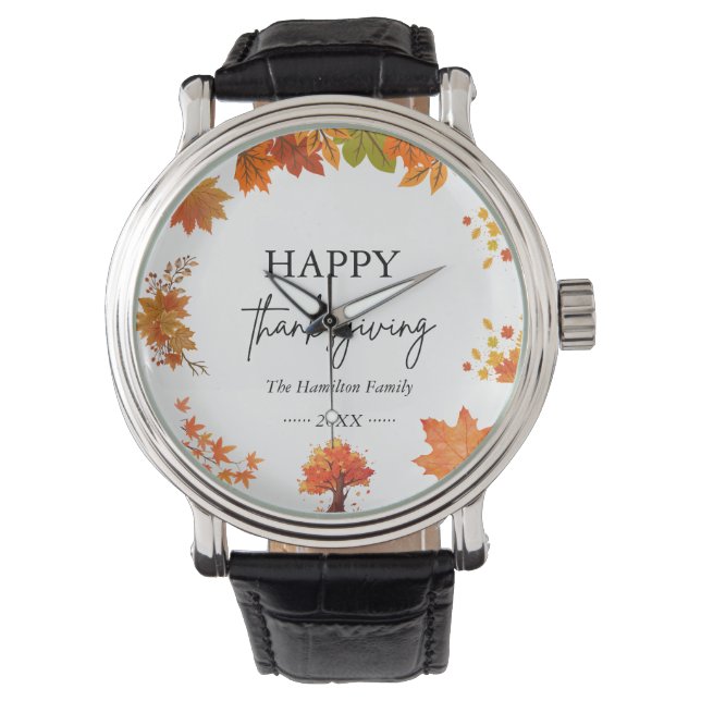 Gemütliches Thanksgiving-Dinner-Party im Herbst Armbanduhr (Vorderseite)