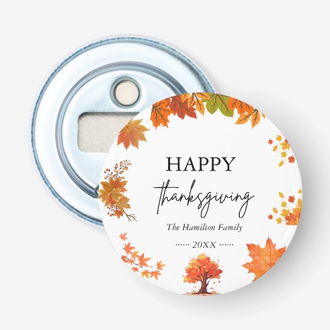 Gemütliches Thanksgiving-Dinner-Party im Herbst Flaschenöffner (Vorderseite)
