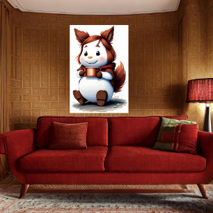 Gemütliches Tier mit Kaffee Art der AI Poster