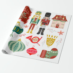 Gemütliches, traditionelles Nutcrackmuster Geschenkpapier