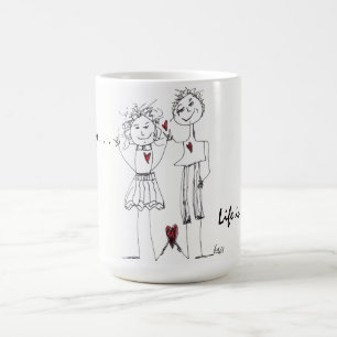 Gemütliches und Niedliches Strichmännchen Menschen Kaffeetasse