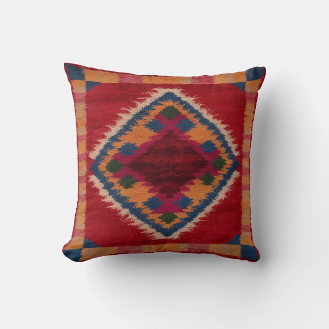 Gemütliches Up mit roten Kilim-dekorativen Kissen (Vorderseite)