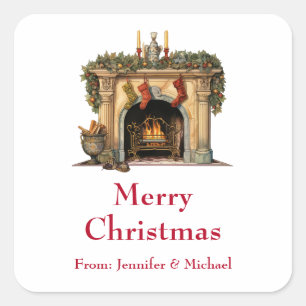 Gemütliches Viktorianisches Weihnachtsgeschenk am Quadratischer Aufkleber