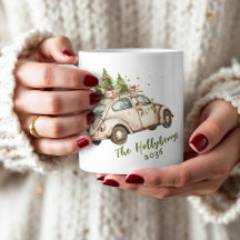 Gemütliches Vintage-Weihnachtsauto Familie persona