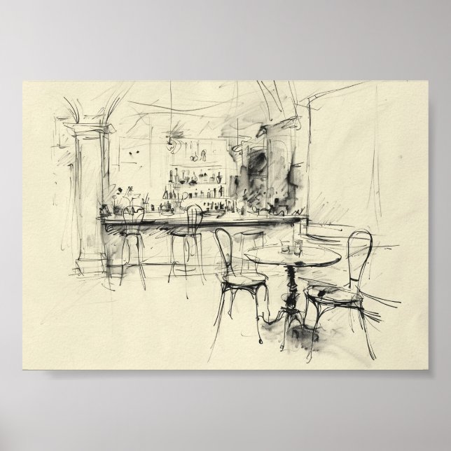 Gemütliches Vintages Restaurant Räume Poster (Vorne)