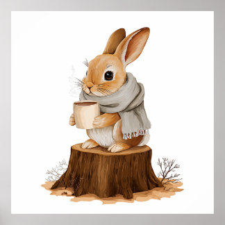 Gemütliches Waldkaninchen-Poster | Süßes Kaninchen Poster