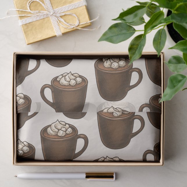 Gemütliches warmes Cocoa Whimsical Marshmallow Url Seidenpapier (Geschenk)