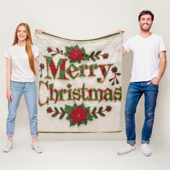 Gemütliches Weihnachten: bestickte Fleeceweiden Fleecedecke (Beispiel)