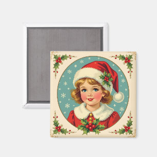 Gemütliches Weihnachten viktorianisches süßes Mädc Magnet