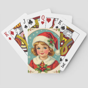 Gemütliches Weihnachten viktorianisches süßes Mädc Spielkarten