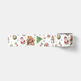 Gemütliches Weihnachts-Gingerbär-Foto-Foto Muster Satinband