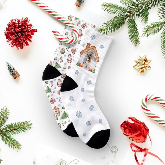 Gemütliches Weihnachts-Gingerbär-Foto-Foto Muster Socken (Cozy Christmas Gingerbred Photo Photo Pattern Socks)